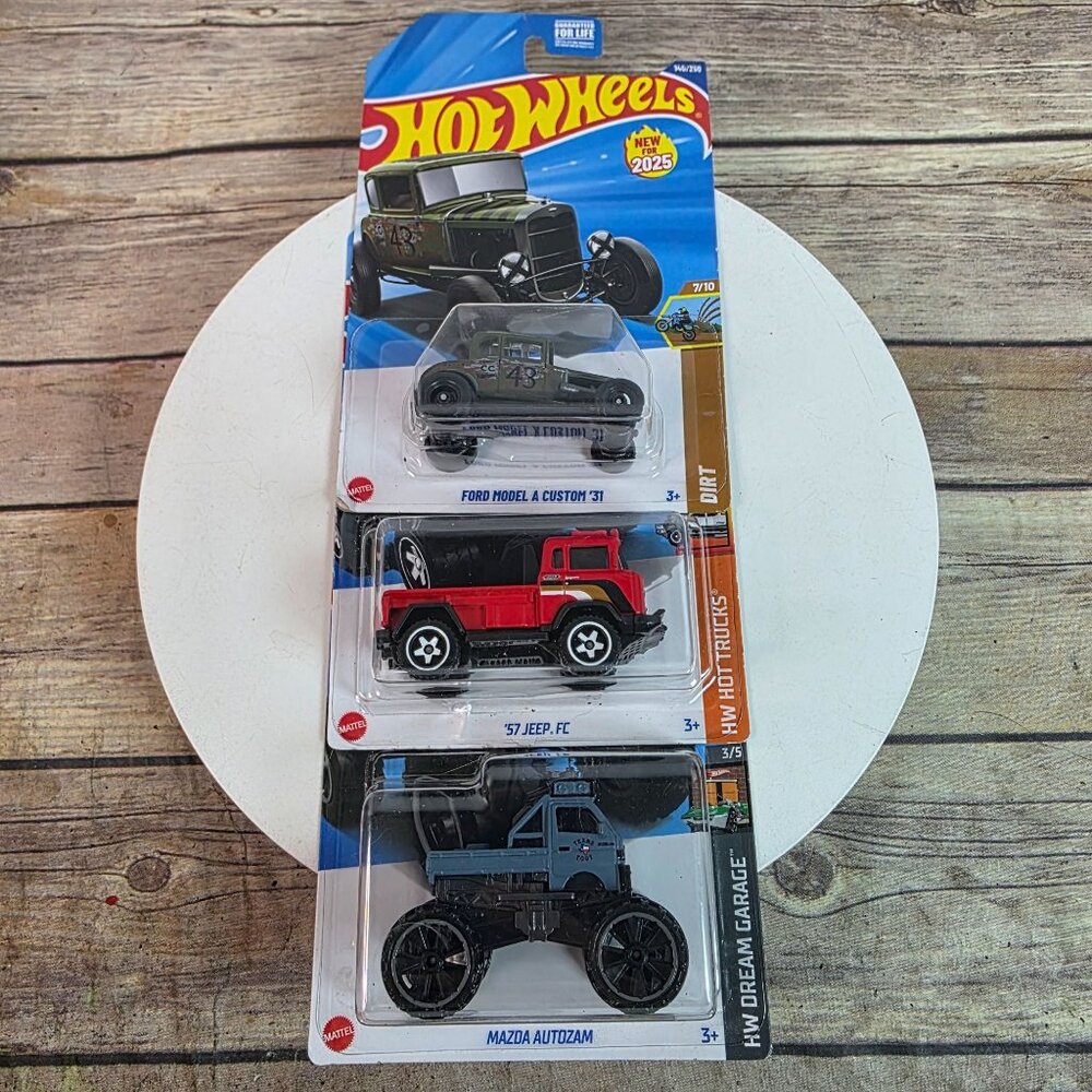 Hot Wheels 2025 Ford Model A Custom 31 57 Jeep Mazda Autozam Set